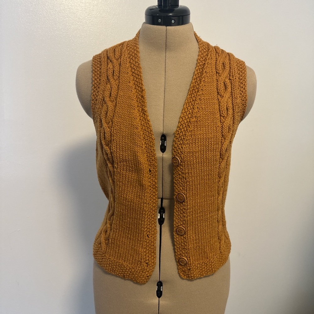 vintage hand knit golden sweater vest